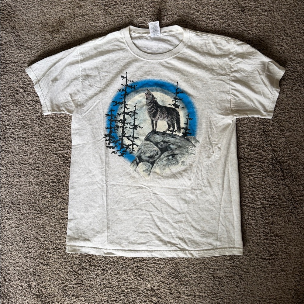Jerzees Wolf Graphic Men's T-Shirt - white and Blue